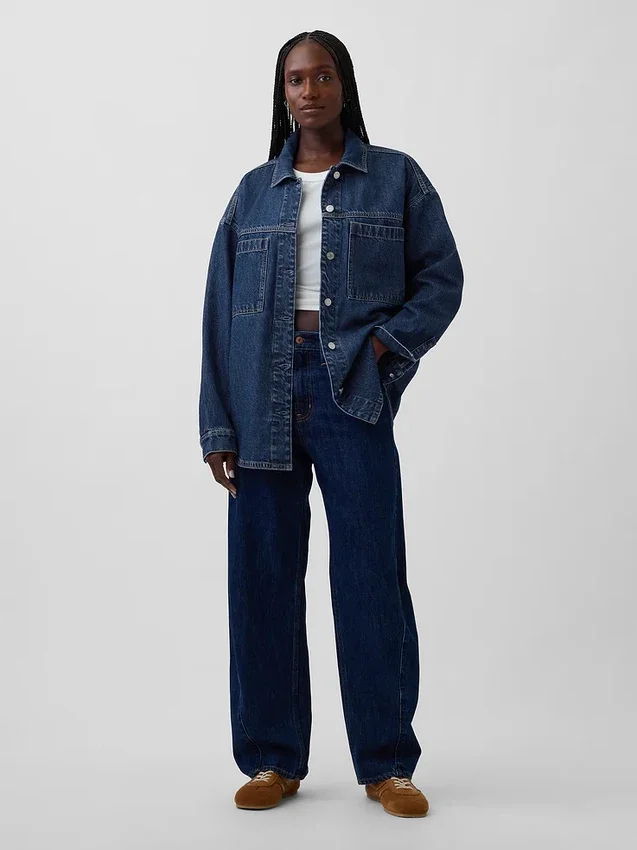 Oversized denim overhemdjas
