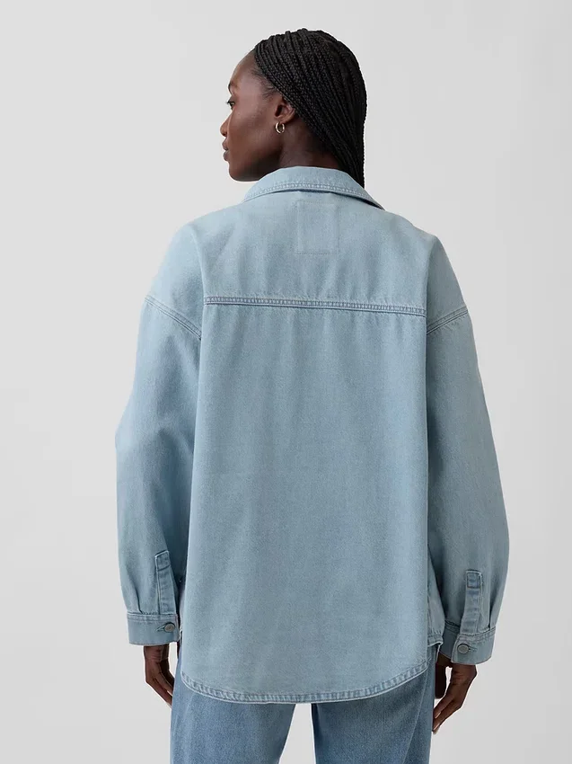 Oversized denim overhemdjas