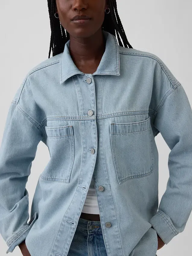 Oversized denim overhemdjas