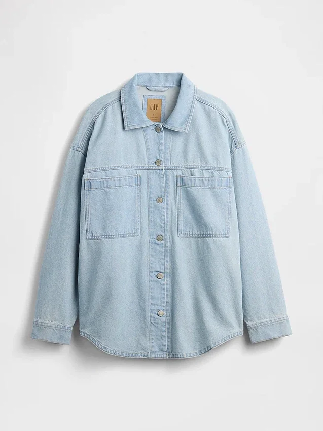 Oversized denim overhemdjas