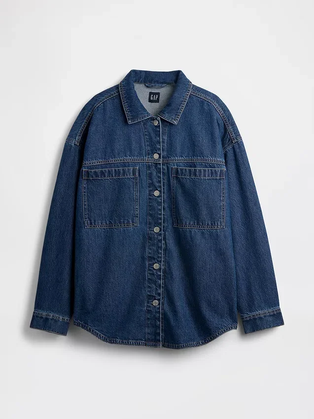 Oversized denim overhemdjas