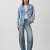 Oversized denimjas met sjaalkraag