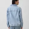 Oversized denimjas met sjaalkraag