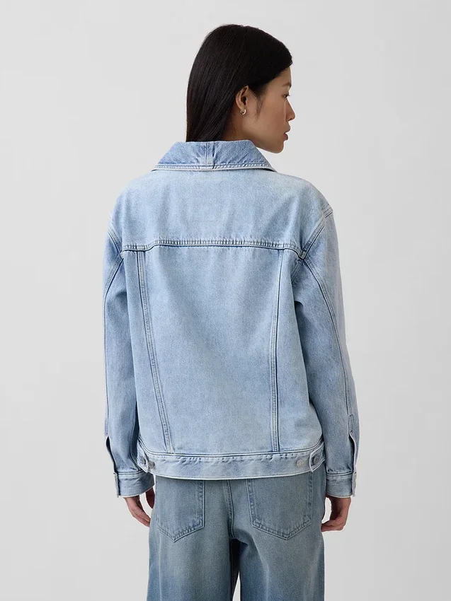Oversized denimjas met sjaalkraag