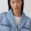 Oversized denimjas met sjaalkraag