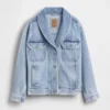 Oversized denimjas met sjaalkraag