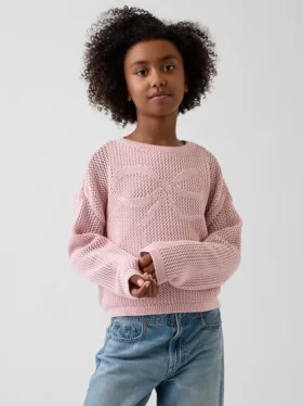 Oversized gehaakte trui met print voor kinderen