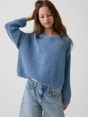 Oversized gehaakte trui met print voor kinderen