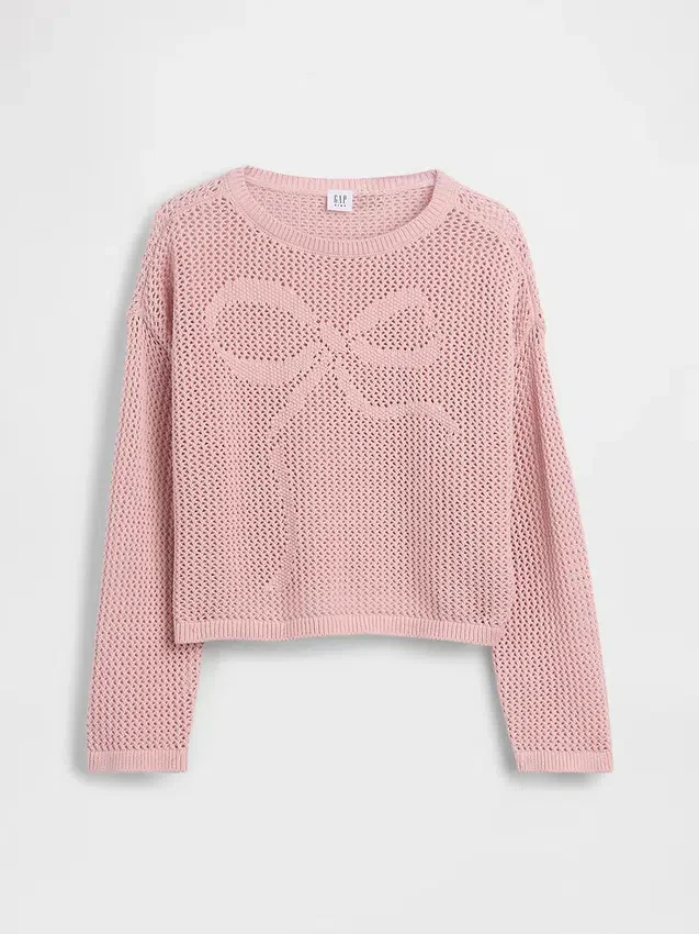Oversized gehaakte trui met print voor kinderen