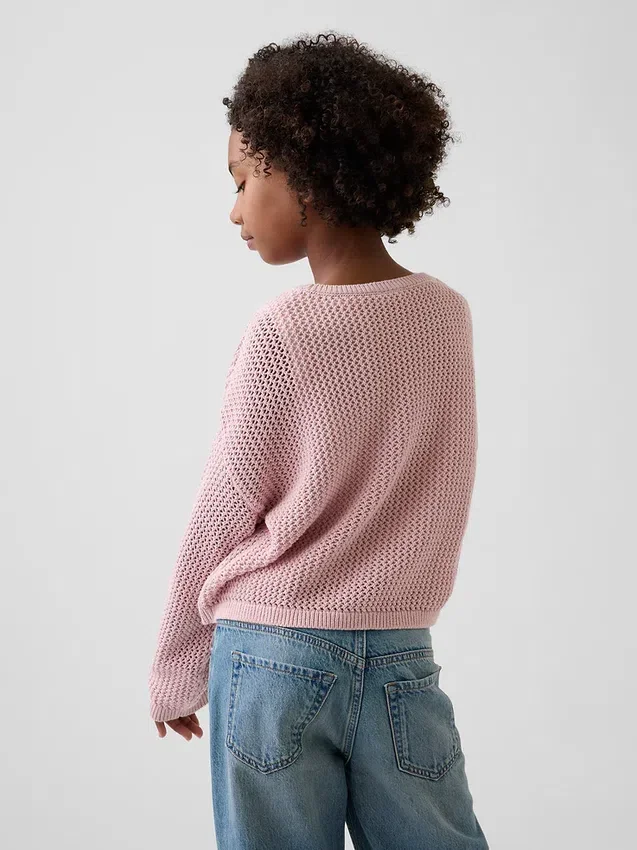 Oversized gehaakte trui met print voor kinderen