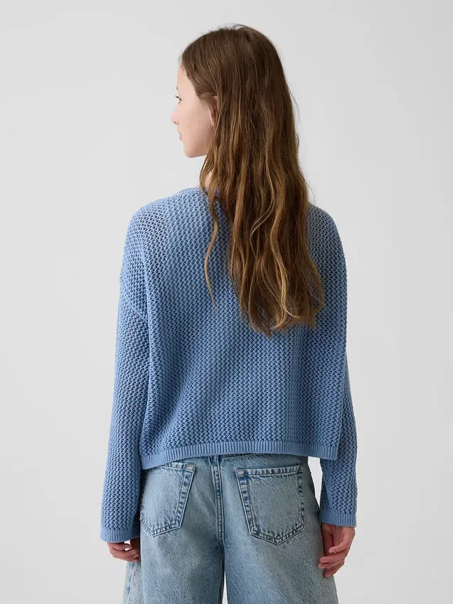 Oversized gehaakte trui met print voor kinderen