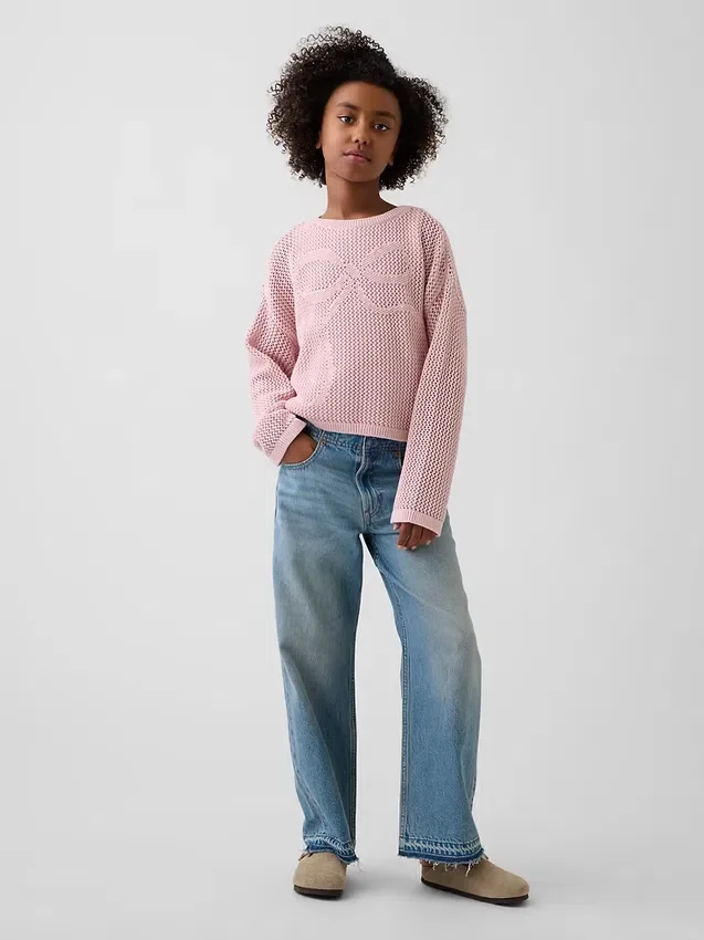 Oversized gehaakte trui met print voor kinderen