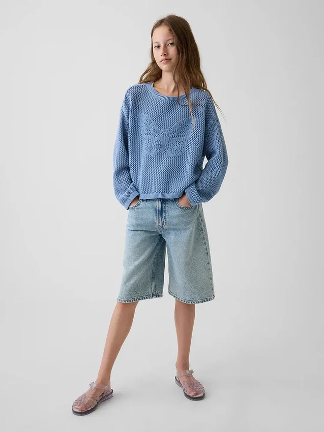Oversized gehaakte trui met print voor kinderen