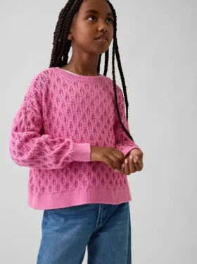 Oversized gehaakte trui met ronde hals voor kinderen