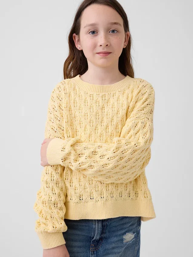 Oversized gehaakte trui met ronde hals voor kinderen