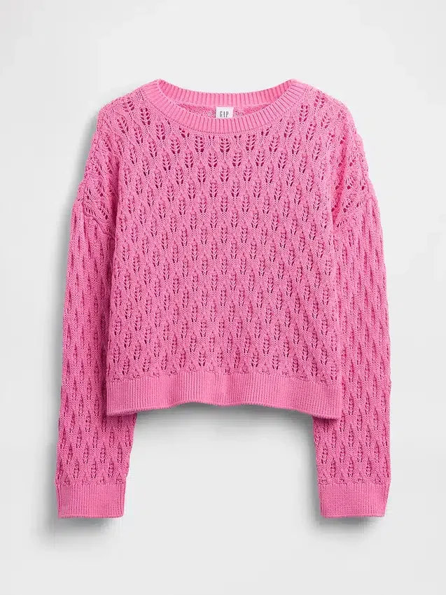 Oversized gehaakte trui met ronde hals voor kinderen