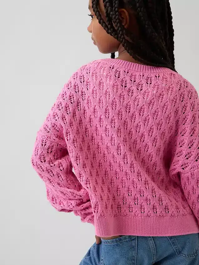 Oversized gehaakte trui met ronde hals voor kinderen