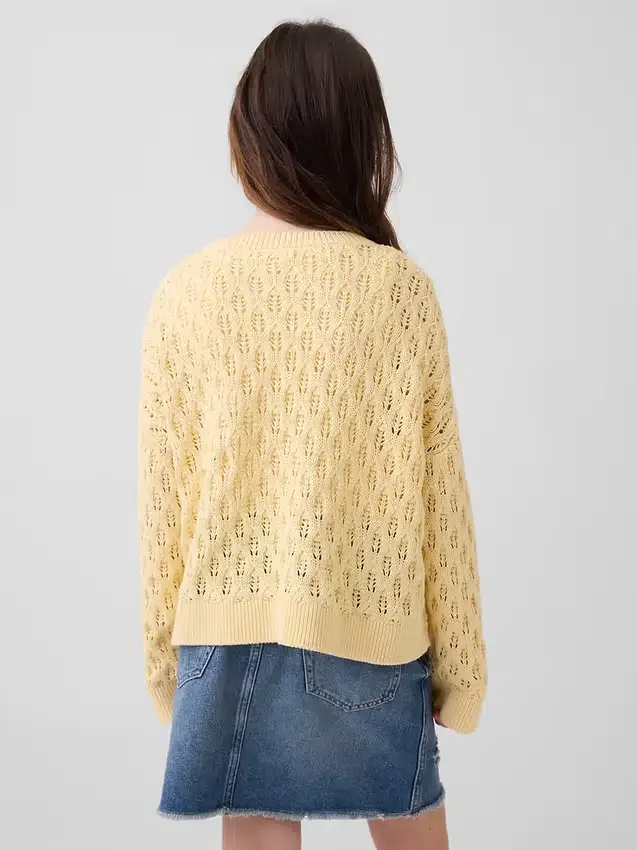 Oversized gehaakte trui met ronde hals voor kinderen
