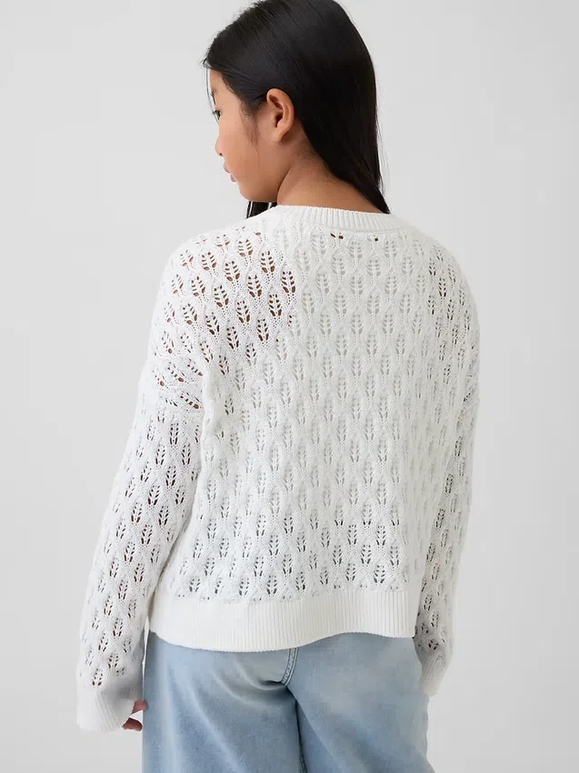 Oversized gehaakte trui met ronde hals voor kinderen