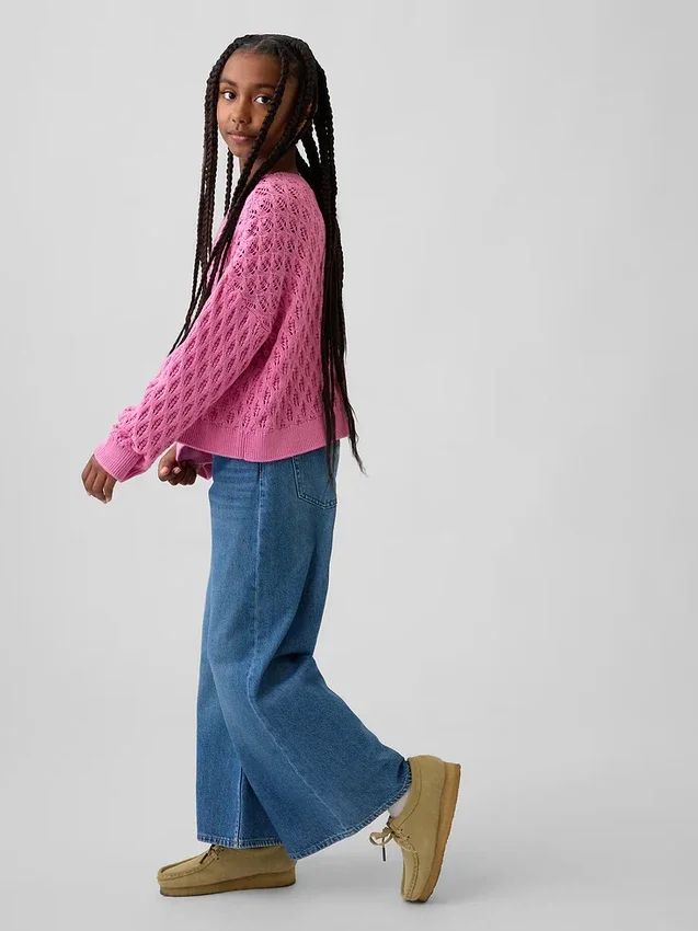 Oversized gehaakte trui met ronde hals voor kinderen