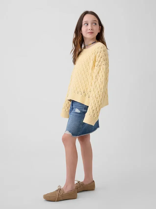 Oversized gehaakte trui met ronde hals voor kinderen