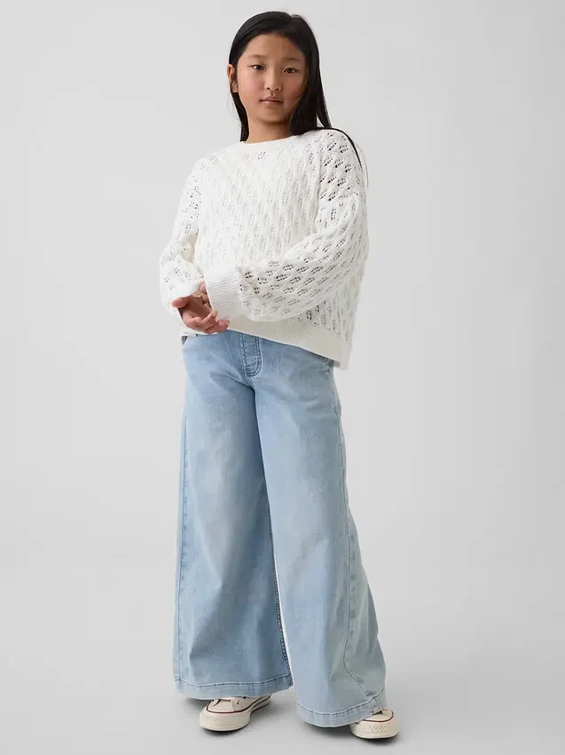 Oversized gehaakte trui met ronde hals voor kinderen