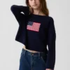 Oversized gehaakte truien voor kinderen met Americana-motief