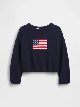 Oversized gehaakte truien voor kinderen met Americana-motief