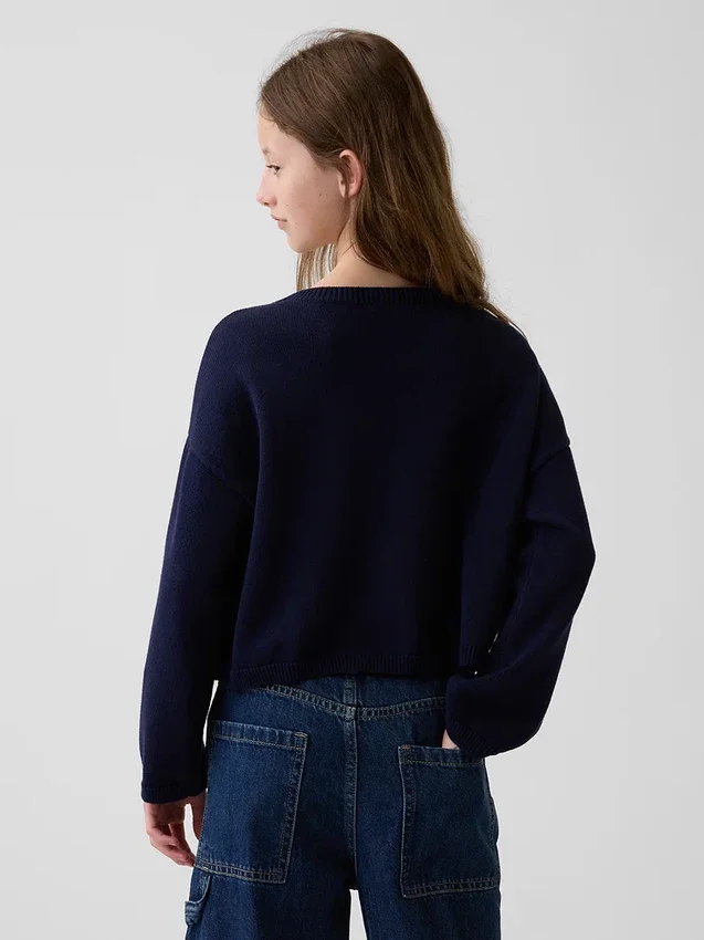 Oversized gehaakte truien voor kinderen met Americana-motief