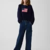 Oversized gehaakte truien voor kinderen met Americana-motief