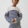 Oversized gestreepte gehaakte trui voor kinderen