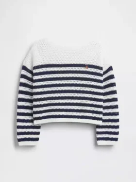 Oversized gestreepte gehaakte trui voor kinderen