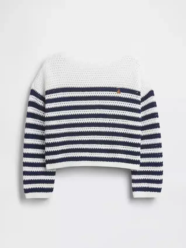 Oversized gestreepte gehaakte trui voor kinderen