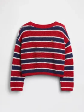 Oversized gestreepte gehaakte trui voor kinderen
