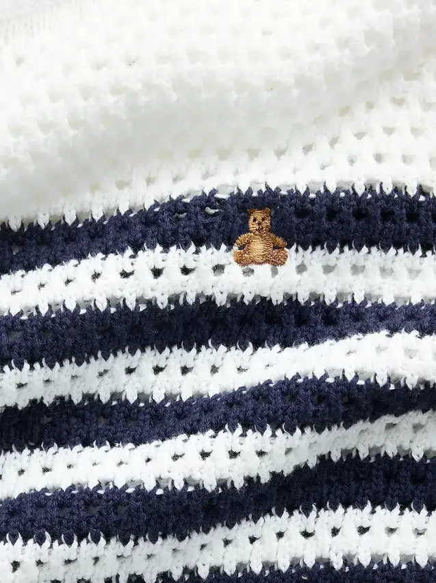 Oversized gestreepte gehaakte trui voor kinderen