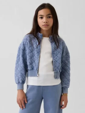 Oversized gewatteerd kinderjack met rits