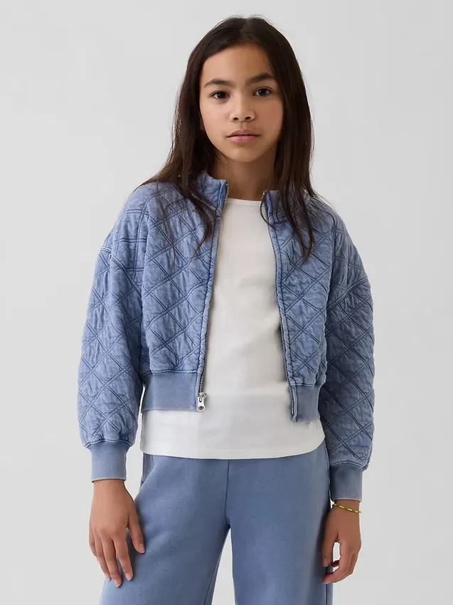 Oversized gewatteerd kinderjack met rits