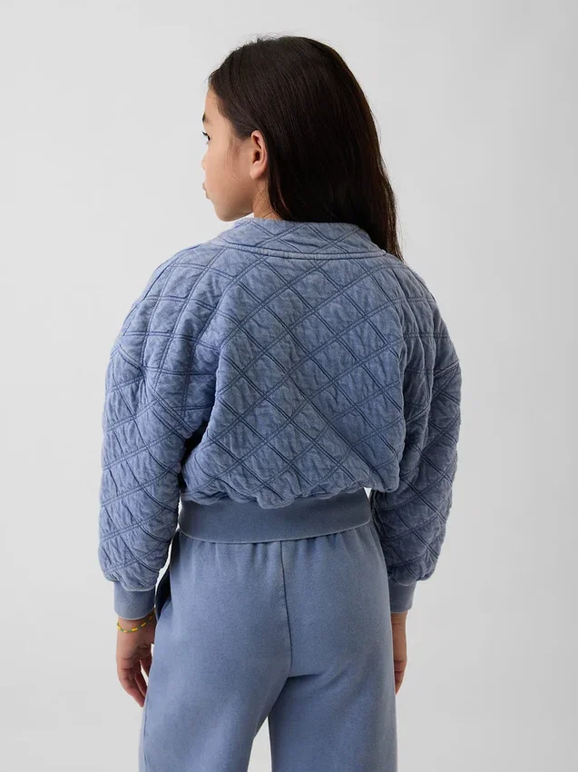 Oversized gewatteerd kinderjack met rits