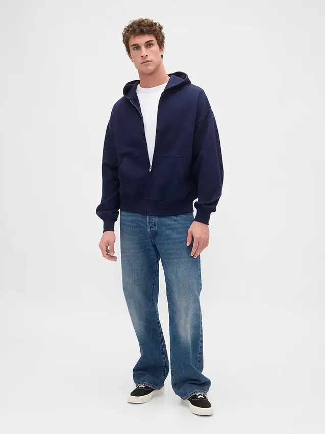 Oversized hoodie met rits voor volwassenen