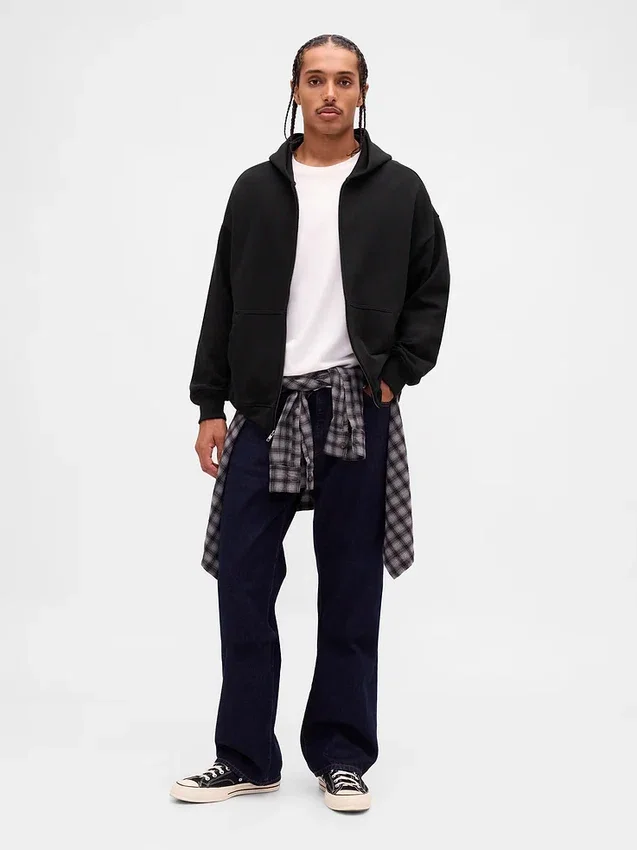 Oversized hoodie met rits voor volwassenen