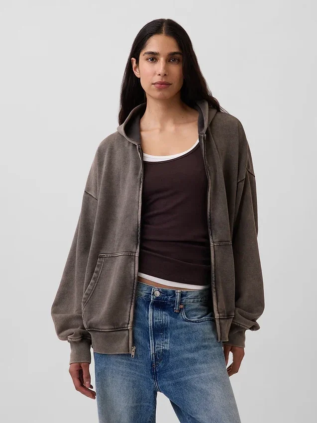 Oversized hoodie met rits voor volwassenen