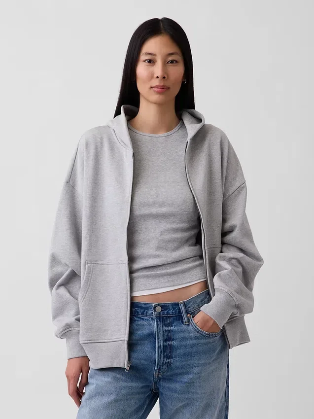 Oversized hoodie met rits voor volwassenen