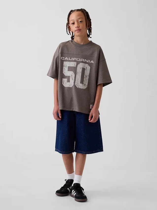 Oversized jersey T-shirt met print voor kinderen