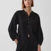 Oversized katoenen gaasoverhemd zonder kraag