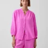 Oversized katoenen gaasoverhemd zonder kraag
