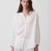 Oversized katoenen gaasoverhemd zonder kraag