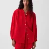 Oversized katoenen gaasoverhemd zonder kraag