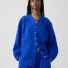 Oversized katoenen gaasoverhemd zonder kraag
