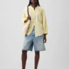 Oversized katoenen gaasoverhemd zonder kraag