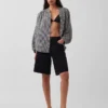 Oversized katoenen gaasoverhemd zonder kraag
